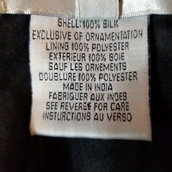 PAPELL BOUTIQUE Evening Windowpane Silk Beaded Accents Jacket Black Large ~ 4451 - Picture 6 of 7